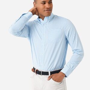 SOUTHERN TIDE Blue Checkered Plaid Long Sleeve Button Down Shirt